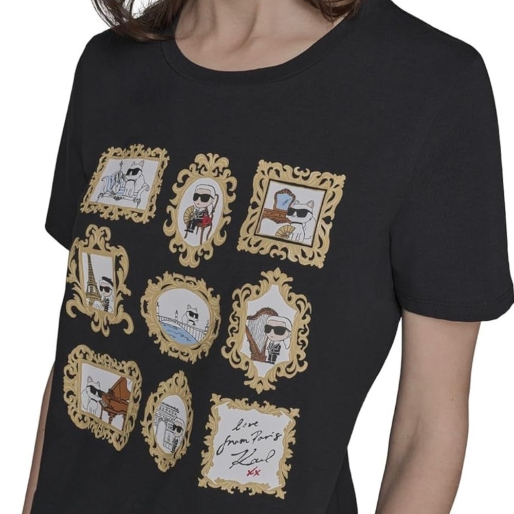 NWT Karl Lagerfeld Womens Short Sleeve Soft Everyday Logo T-Shirt